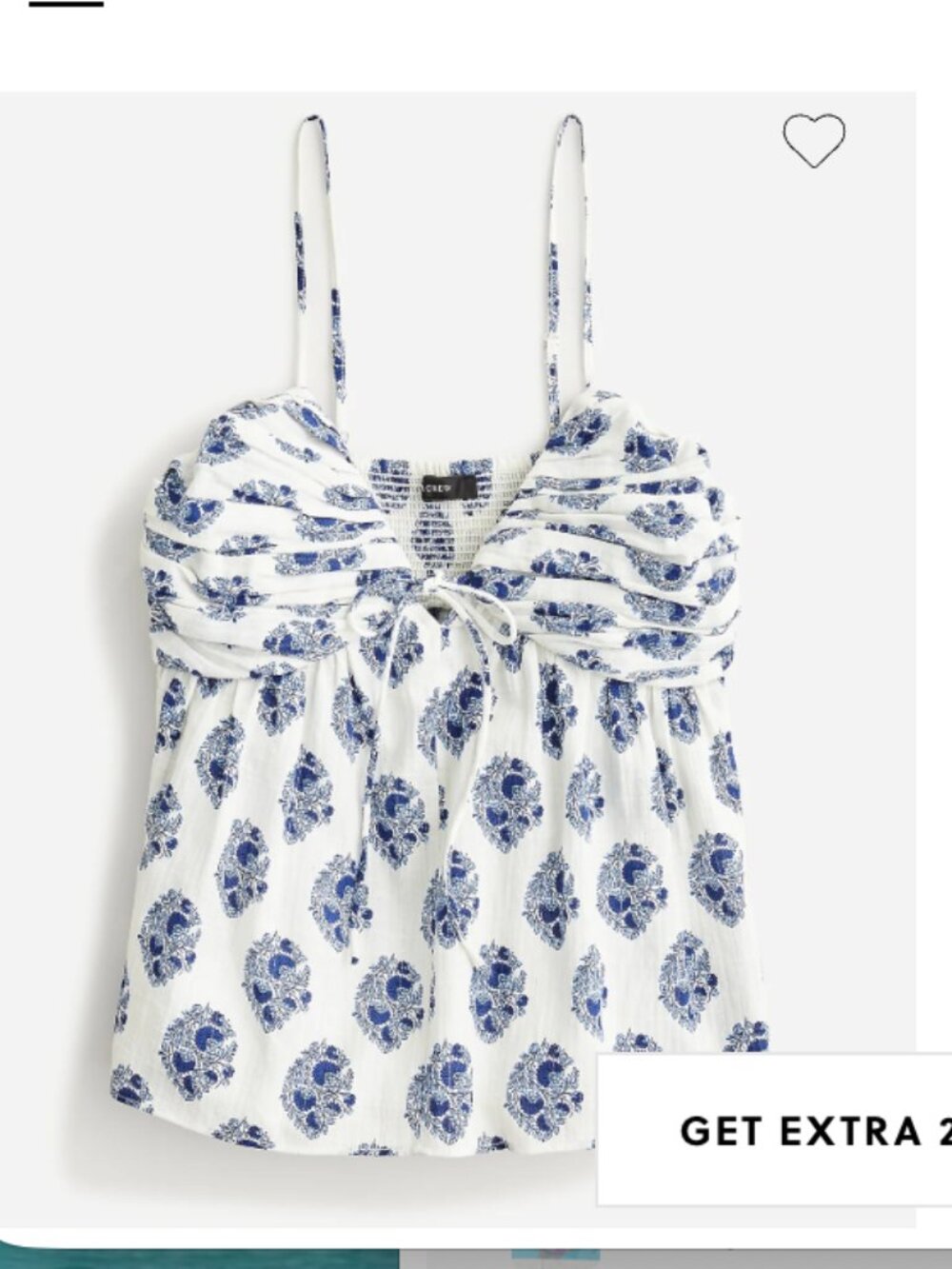 J. Crew gauze v-neck camisole in gathered floral block print